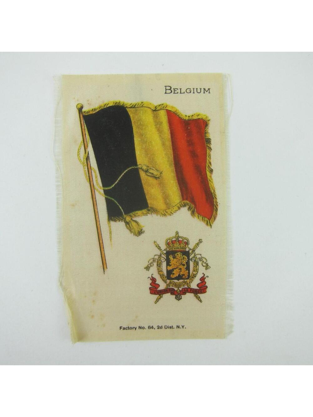 Silk Cigarette Card Zira Cigarettes Belgium Belgian Flag Crest Tobacco Antique